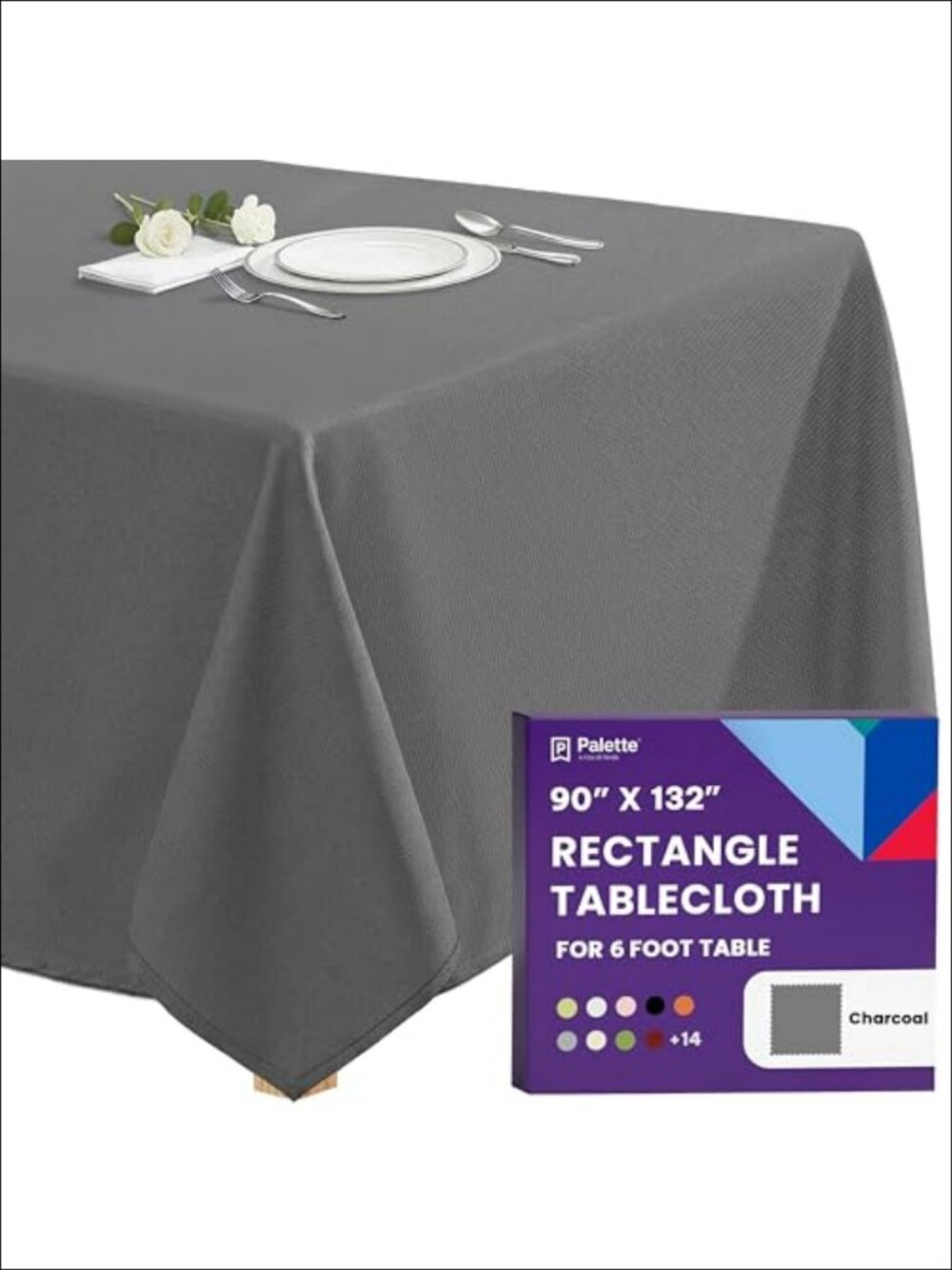 Rectangle Tablecloth 90x132 Inch Polyester for 6 Foot Tables